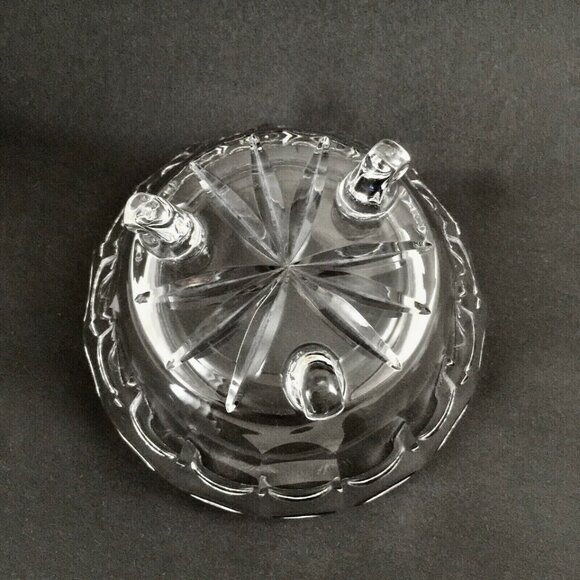 Czech Hand Cut Crystal Lidded Candy Dish Pedestal Bowl Etched Glass Lid VTG 60's - Picture 11 of 12